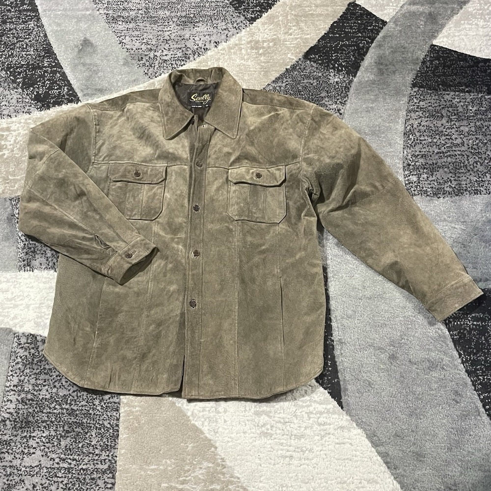 Scully Shirt Jacket Men Medium Brown Suede Leather  Shacket western Rodeo‎ Biker